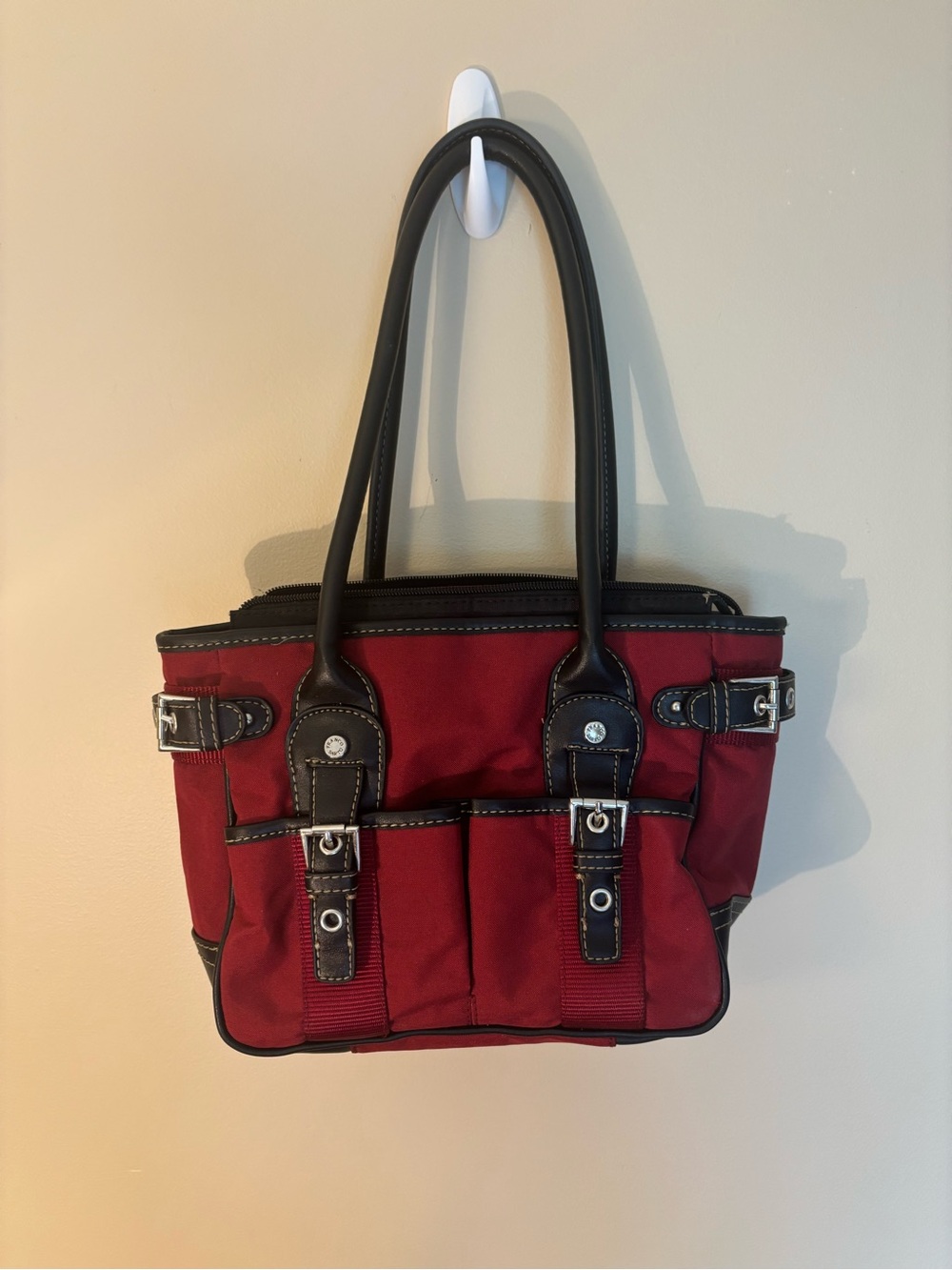 Franco Sarto Red Shoulder Tote with Black Trim